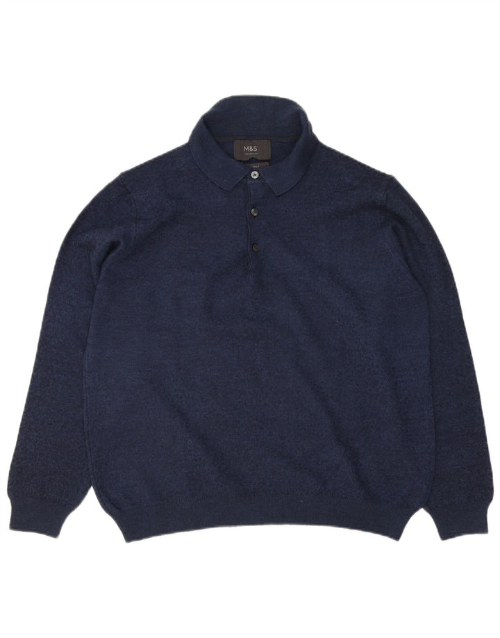 MARKS & SPENCER Maglione da uomo con collo alto medio blu navy screziato