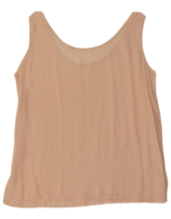 Top camicetta senza maniche vintage da donna UK 16 grande seta rosa