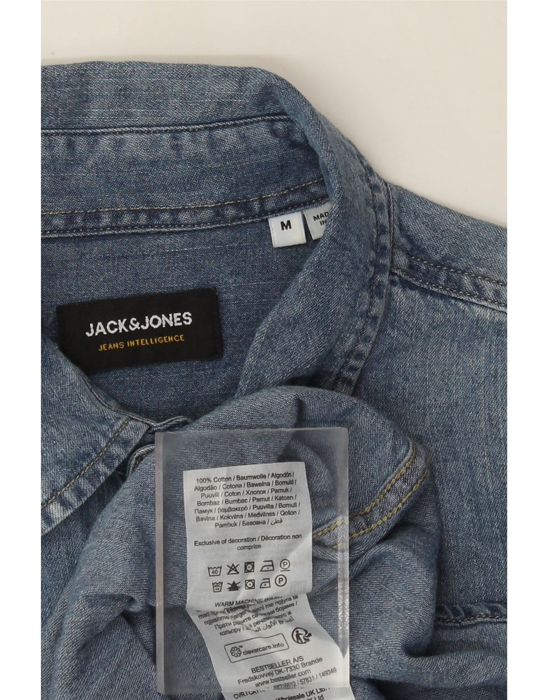 Camicia di jeans da uomo Jack & Jones in cotone blu medio
