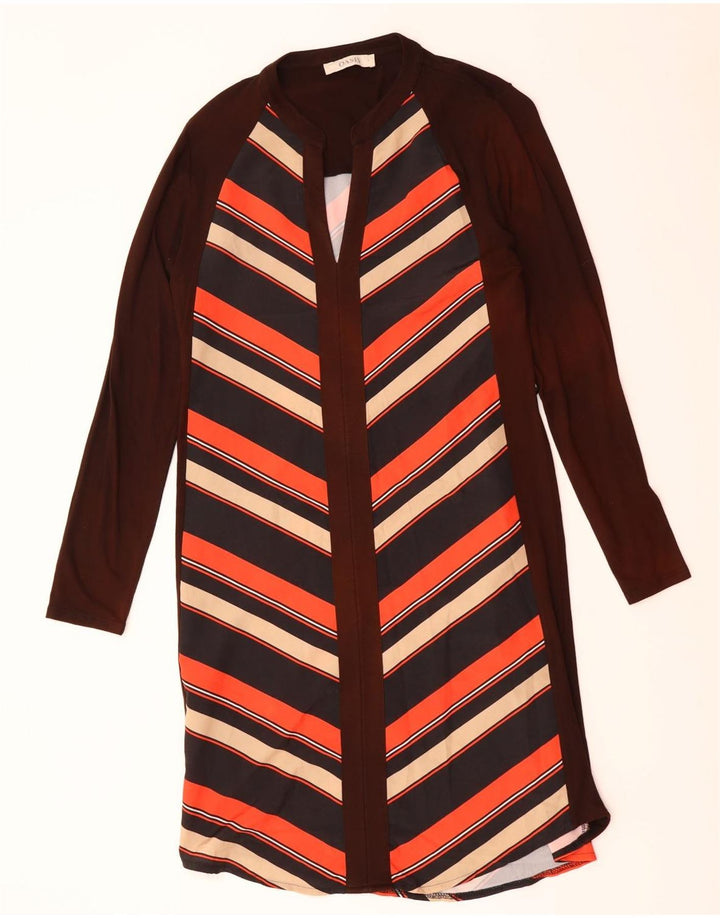 OASIS Womens Long Sleeve Shift Dress UK 10 Small Brown Striped Vintage Oasis and Second-Hand Oasis from Messina Hembry 