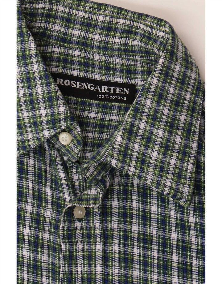 Camicia da uomo in flanella Rosengarten in cotone a quadri verde medio