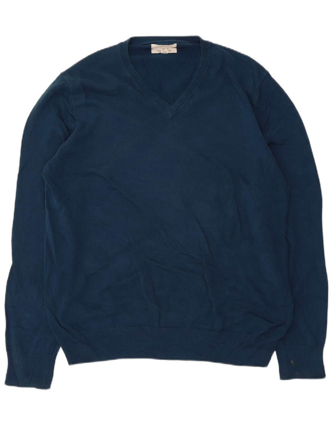 Maglione maglione con scollo a V da uomo Marks & Spencer grande cotone blu
