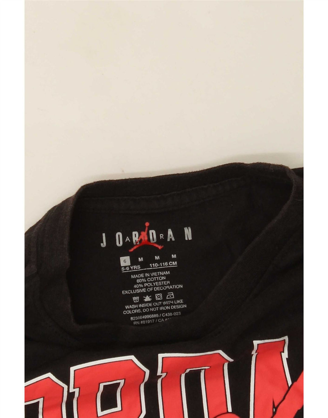 T-shirt grafica Jordan da bambino, 5-6 anni, cotone nero medio