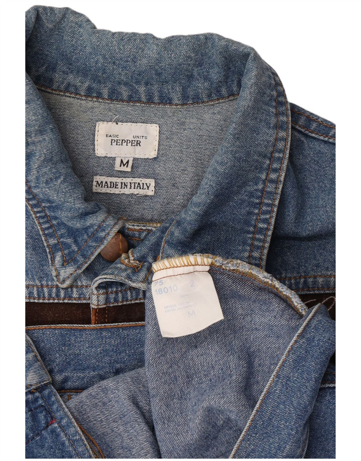 Giacca di jeans oversize corta da donna vintage UK 14 Cotone blu medio
