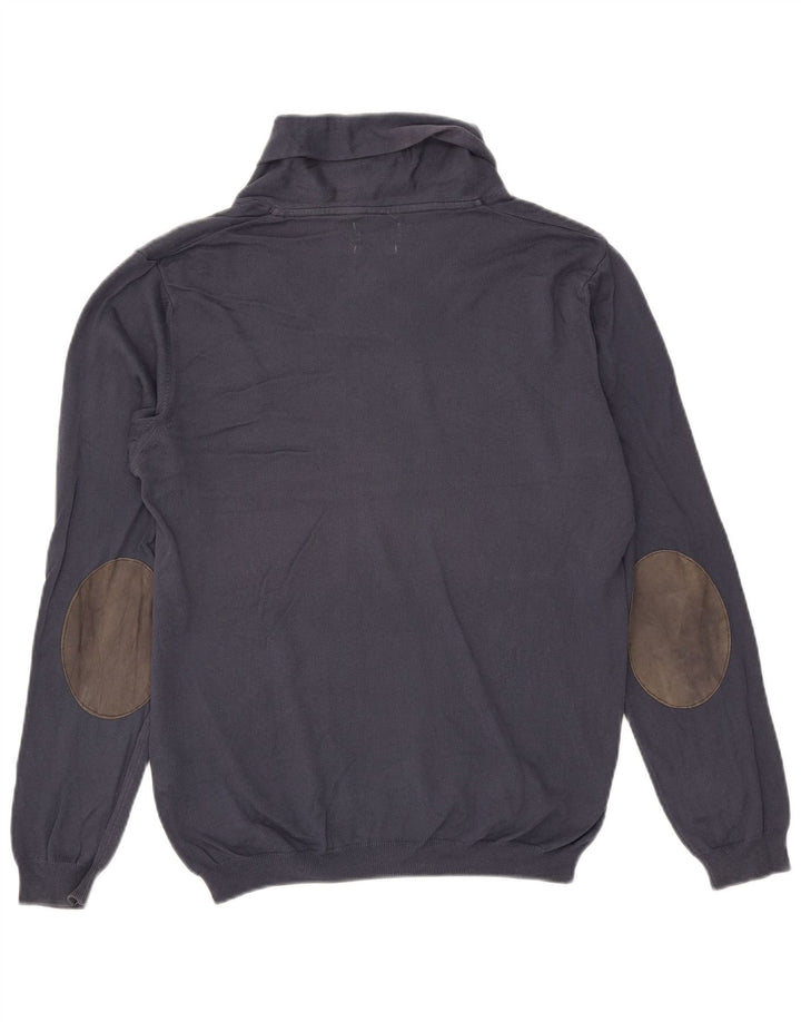 Maglione Zara da uomo con collo a scialle in cotone medio blu navy
