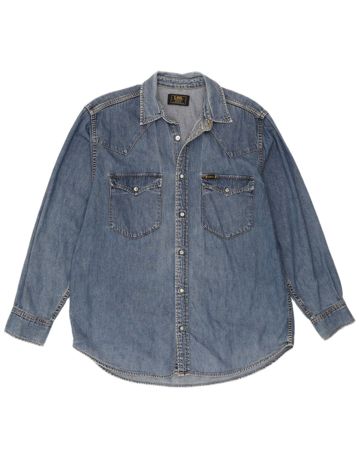 Camicia di jeans da uomo Lee in cotone blu medio
