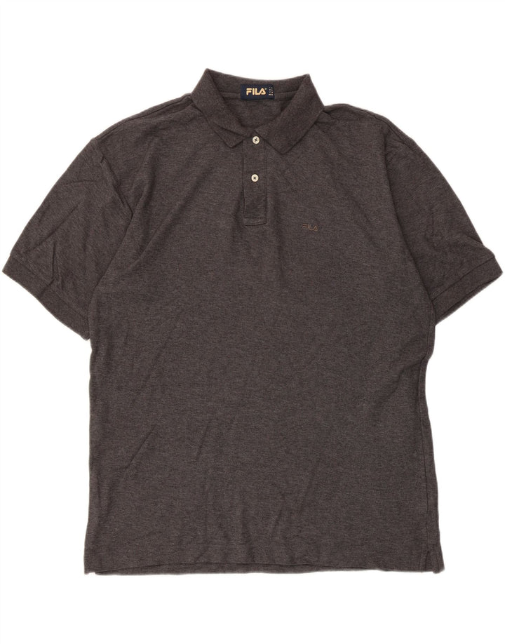Polo da uomo Fila XL in cotone chiazzato grigio