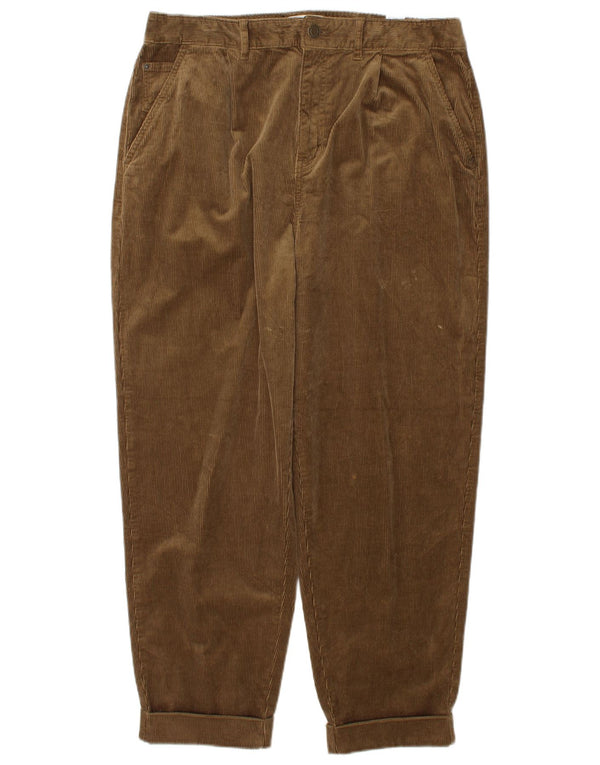 Pantaloni di velluto a coste a vita alta da donna Marks & Spencer UK 14 Large W32 L27 Bro