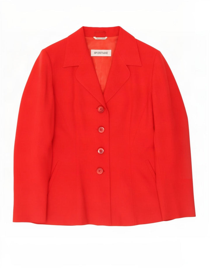 Giacca blazer da donna a 4 bottoni Sportmax UK 14 grande rossa in lana vergine