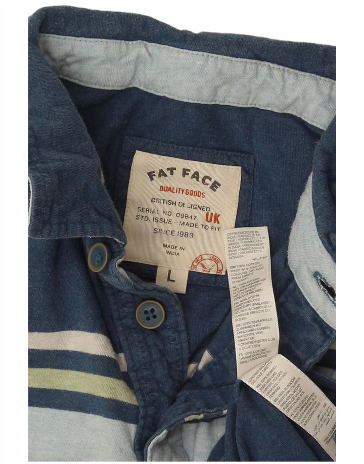 Polo da uomo Fat Face Large in cotone color block blu
