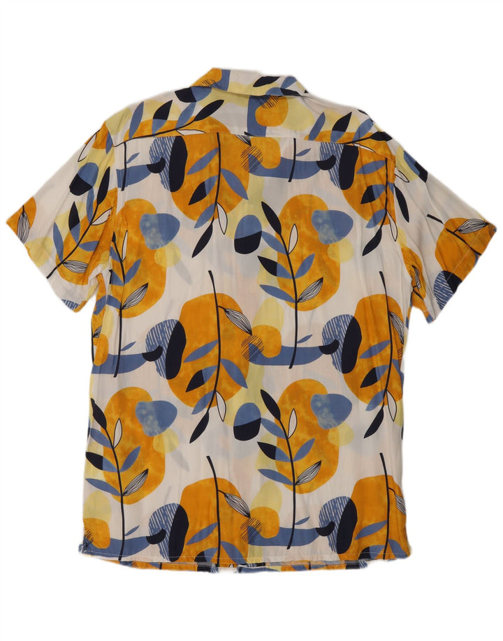 Camicia vintage da uomo a maniche corte 2XL in viscosa floreale multicolore