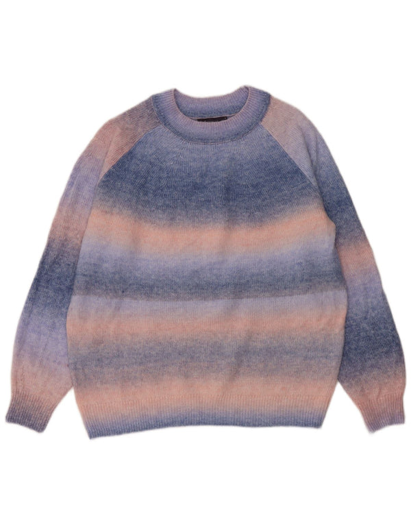 Maglione maglione girocollo da donna Marks & Spencer UK 14 a righe blu medio