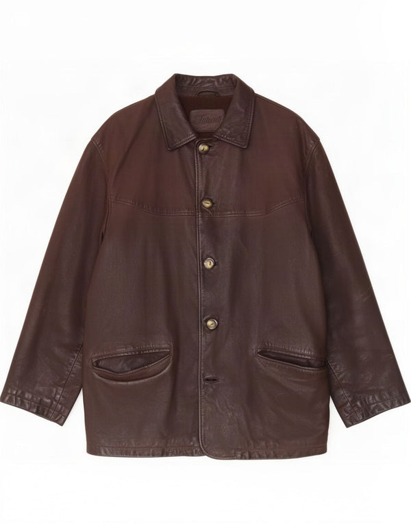 Giacca in pelle vintage da uomo UK 44 2XL Marrone