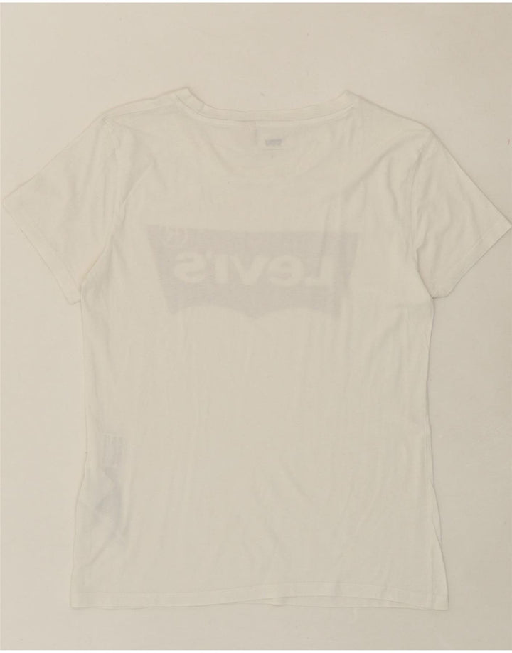 LEVI'S Womens Graphic T-Shirt Top UK 10 Small White Cotton Vintage Levi's and Second-Hand Levi's from Messina Hembry 