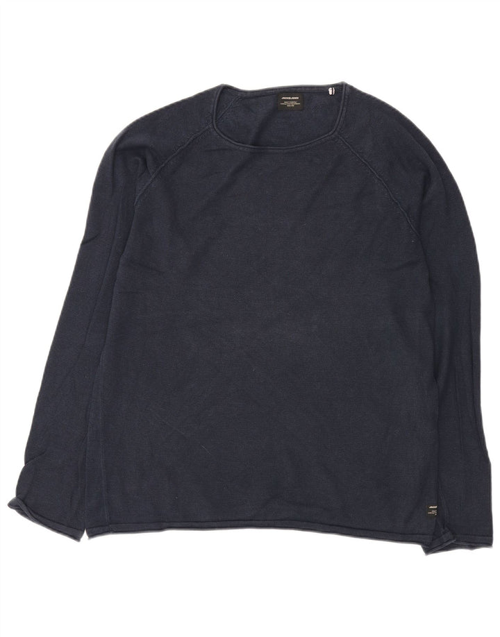 JACK & JONES Maglione maglione girocollo da uomo in cotone blu navy medio