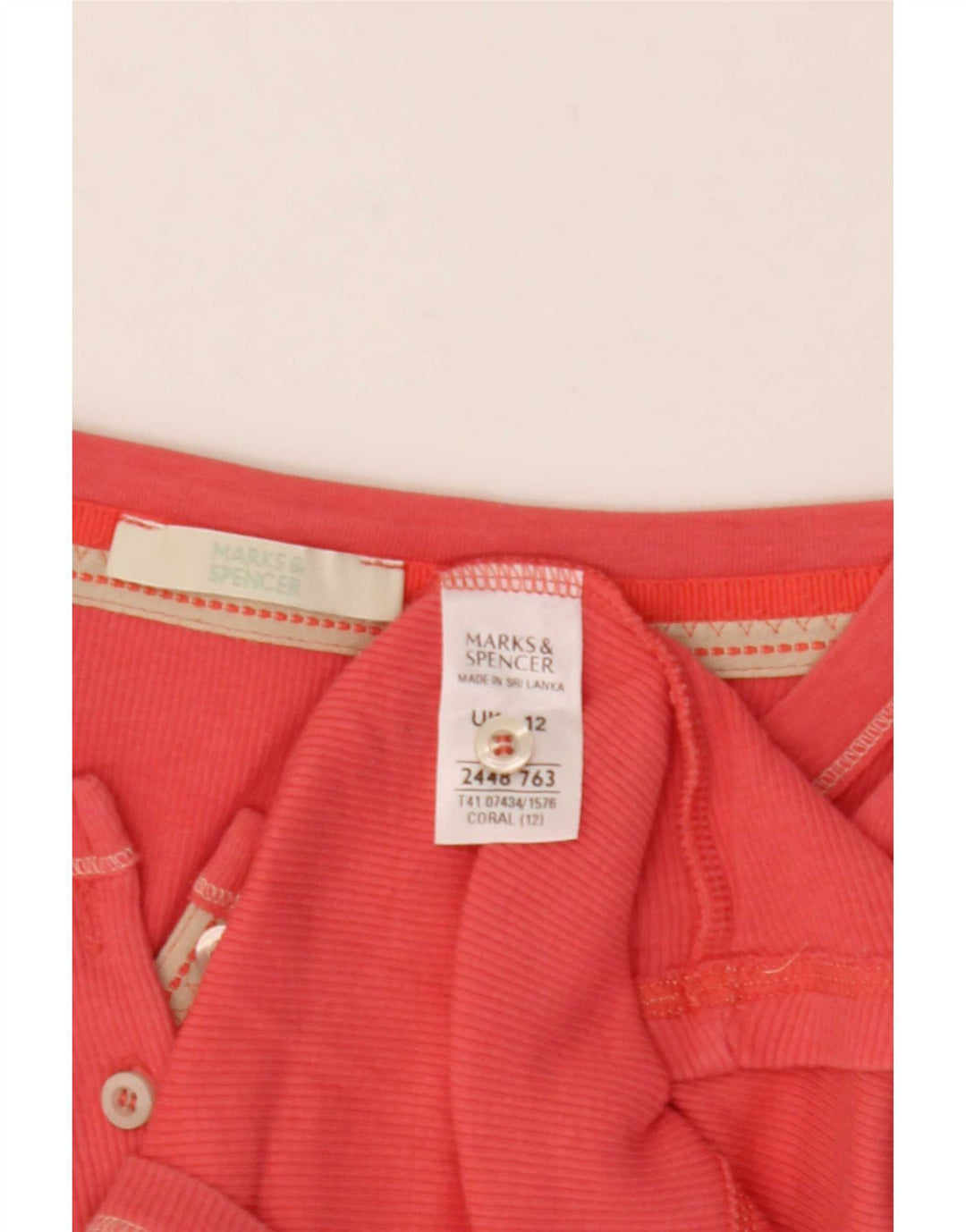 Marks & Spencer Top da donna manica lunga UK 12 cotone rosa medio