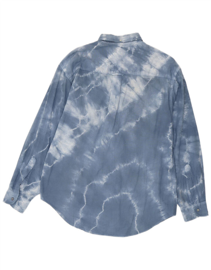 Camicia vintage da uomo piccola in cotone tie dye blu
