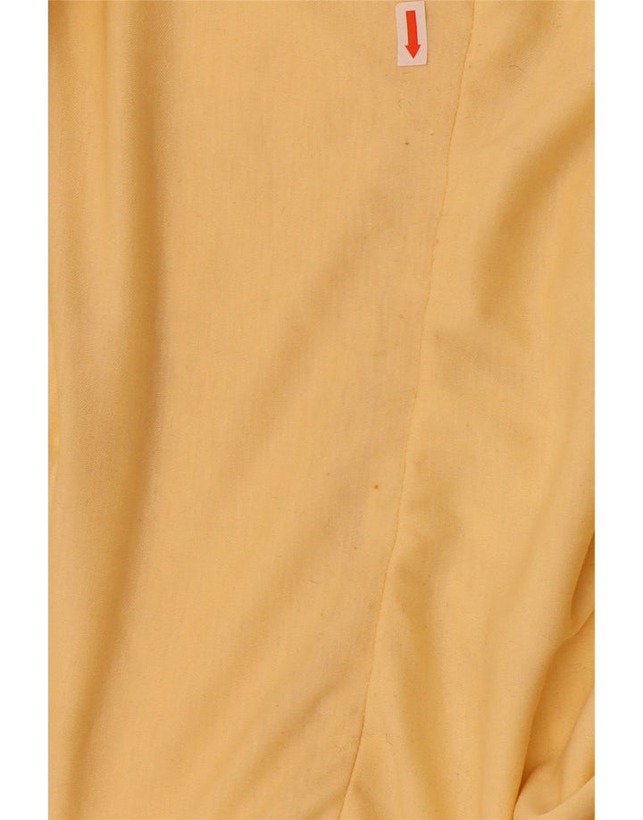 Abito a trapezio senza maniche vintage da donna EU 40 poliestere giallo medio