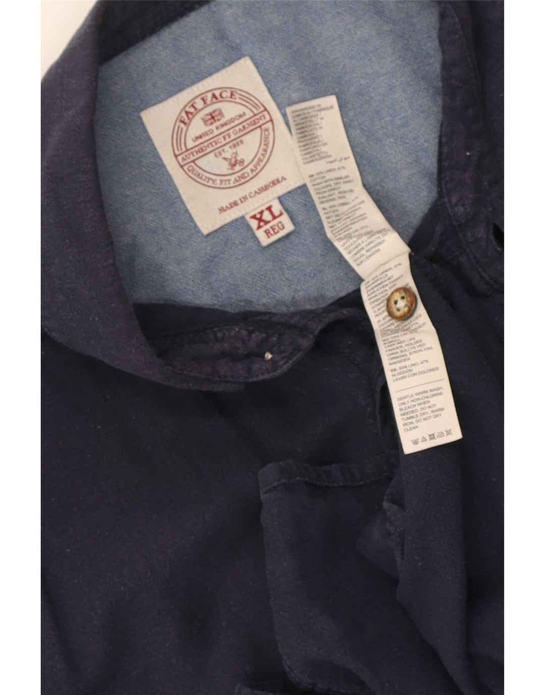 Camicia da uomo a maniche corte vestibilità regolare Fat Face XL Lino blu navy