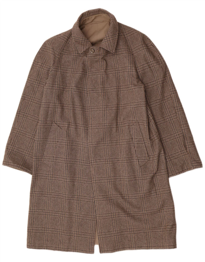 Soprabito reversibile da uomo vintage UK 40 grande poliestere a quadri beige