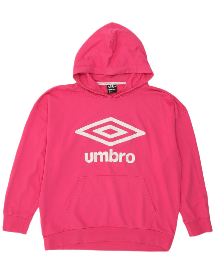 UMBRO Maglione con cappuccio grafico oversize da donna UK 14 Cotone rosa medio