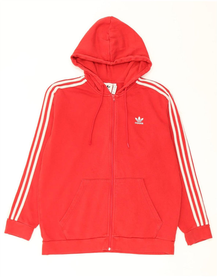 Maglione con cappuccio e zip Adidas da uomo grande in cotone rosso