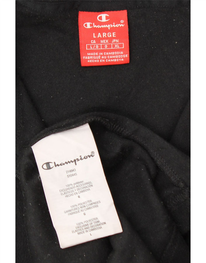 CHAMPION Maglione in pile da uomo con zip e collo, grande, in poliestere nero