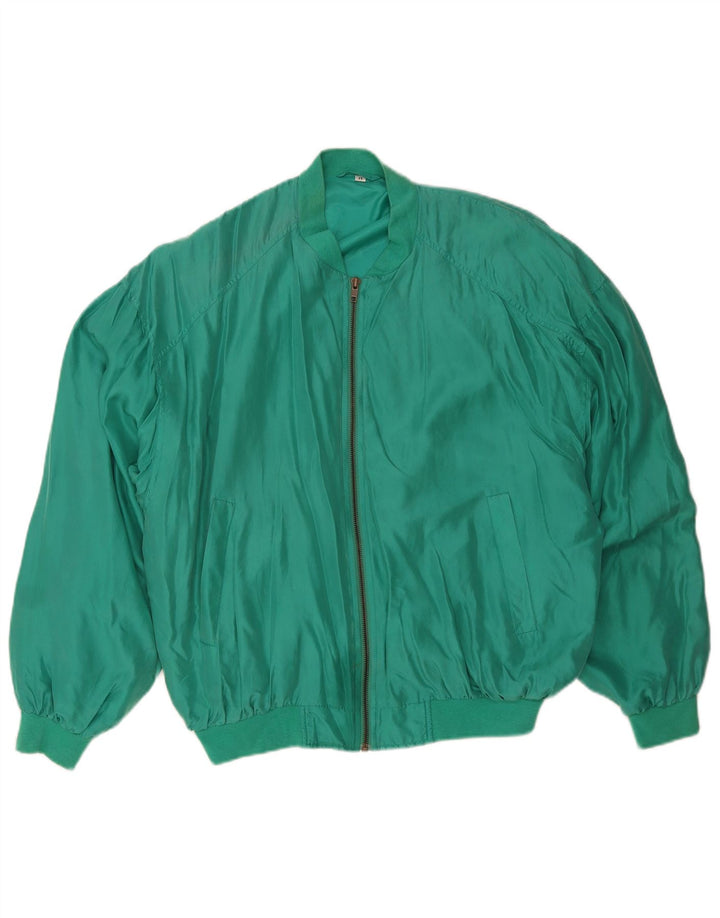 Giubbotto bomber vintage da uomo vestibilità ampia UK 38 seta verde medio