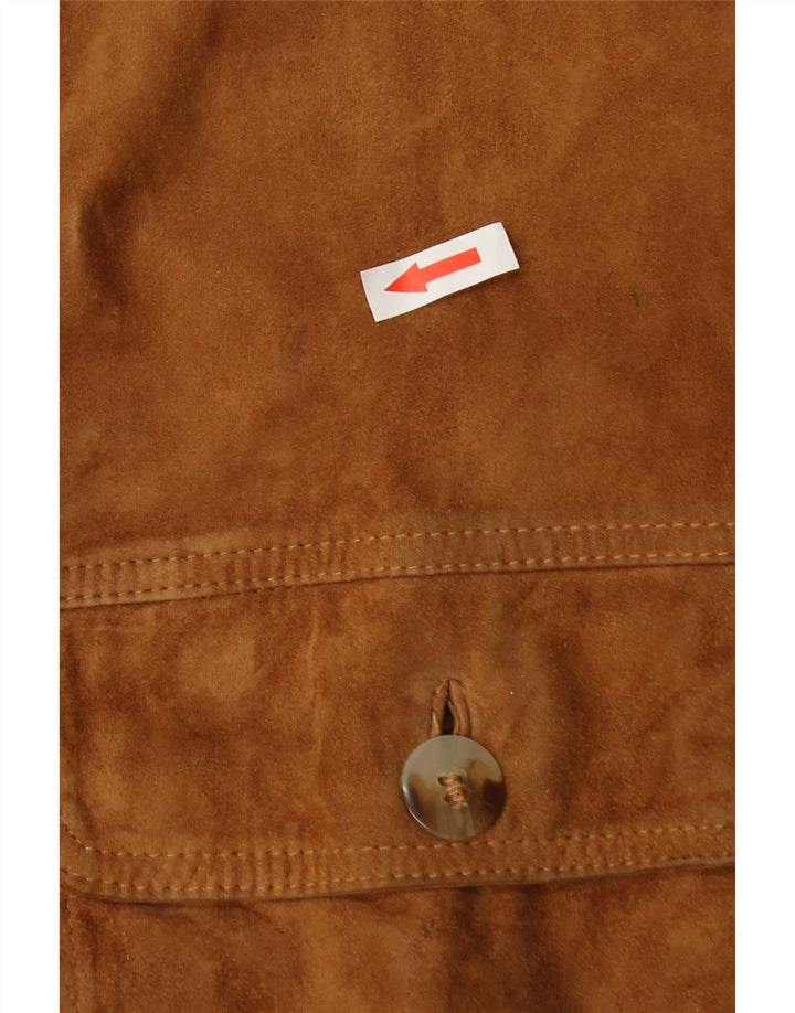 Giubbotto bomber vintage in pelle scamosciata da uomo UK 42 XL Marrone