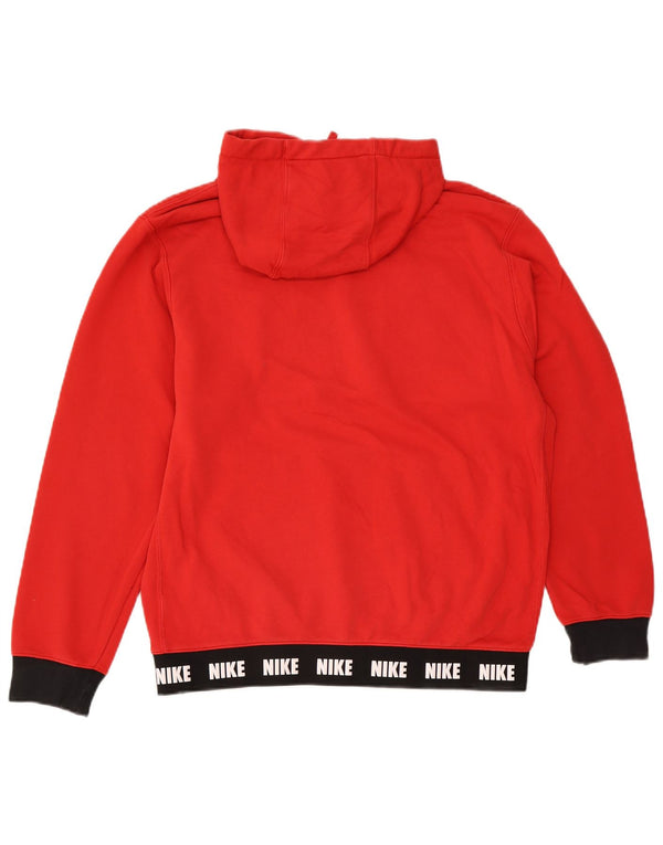Felpa con cappuccio grafica Nike da uomo, grande, in cotone color block rosso