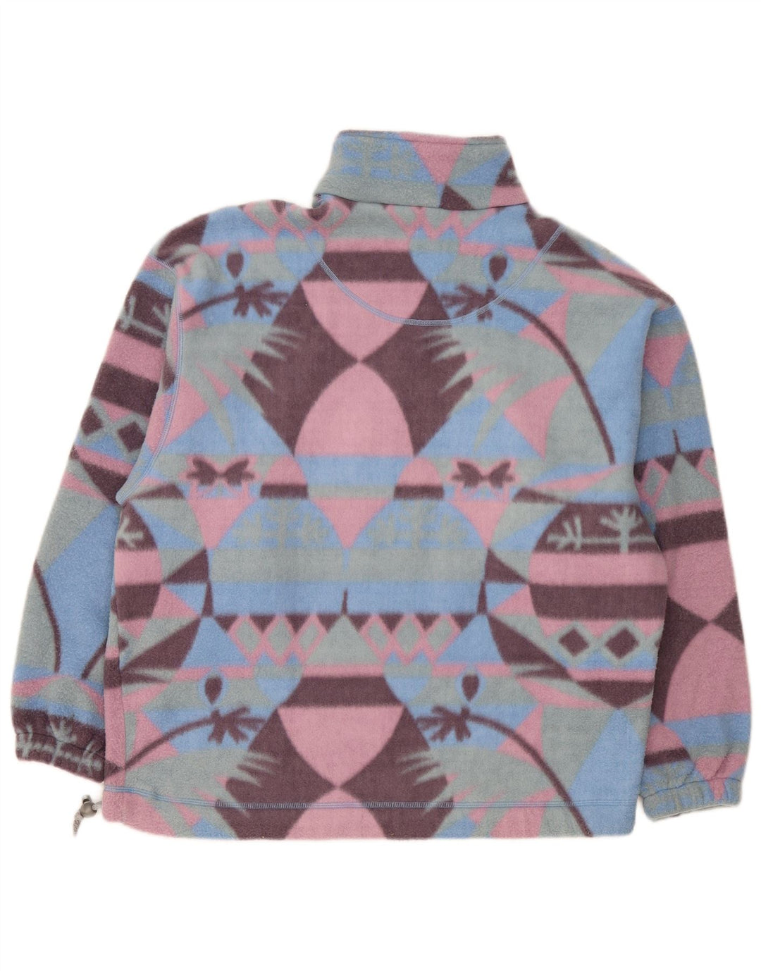 Maglione in pile vintage da uomo con zip e collo, grande, Fair Isle multicolore