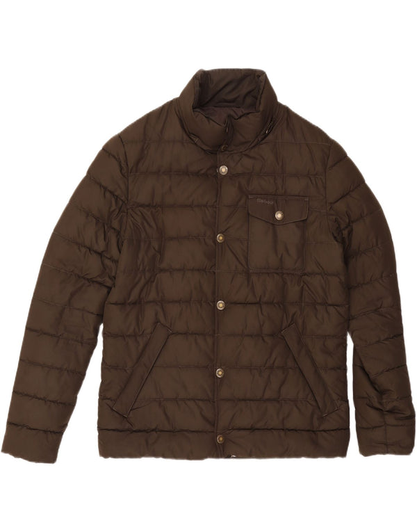 BARBOUR Giacca imbottita da uomo UK 36 Small Marrone Poliestere