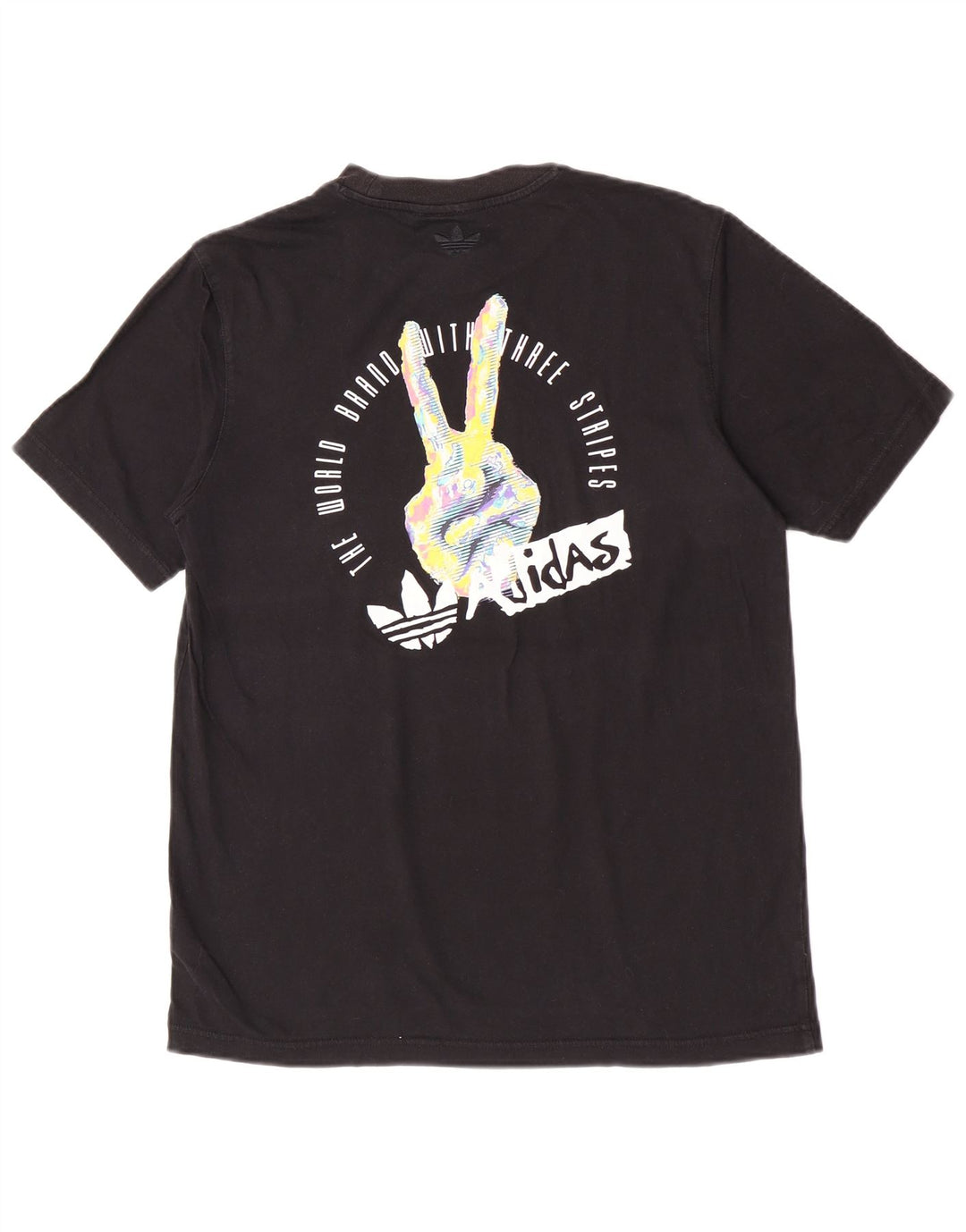 T-shirt grafica da uomo Adidas Top piccola in cotone nero