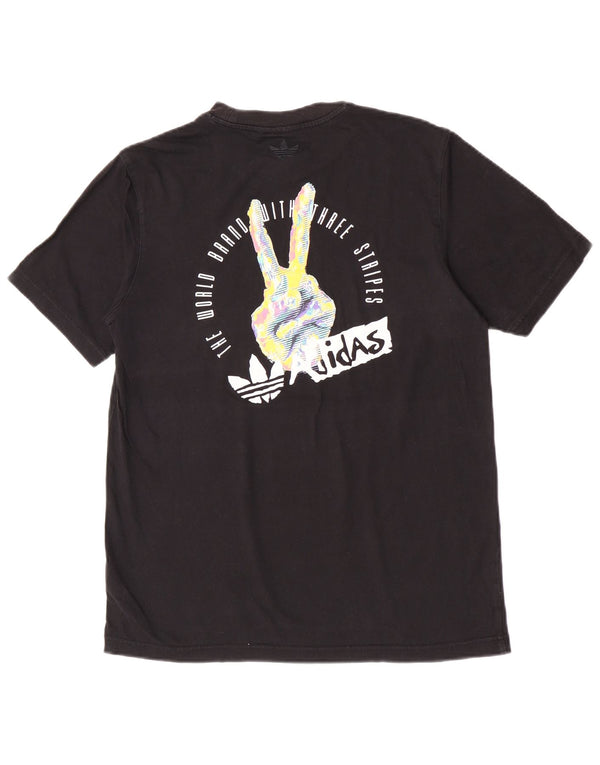 T-shirt grafica da uomo Adidas Top piccola in cotone nero