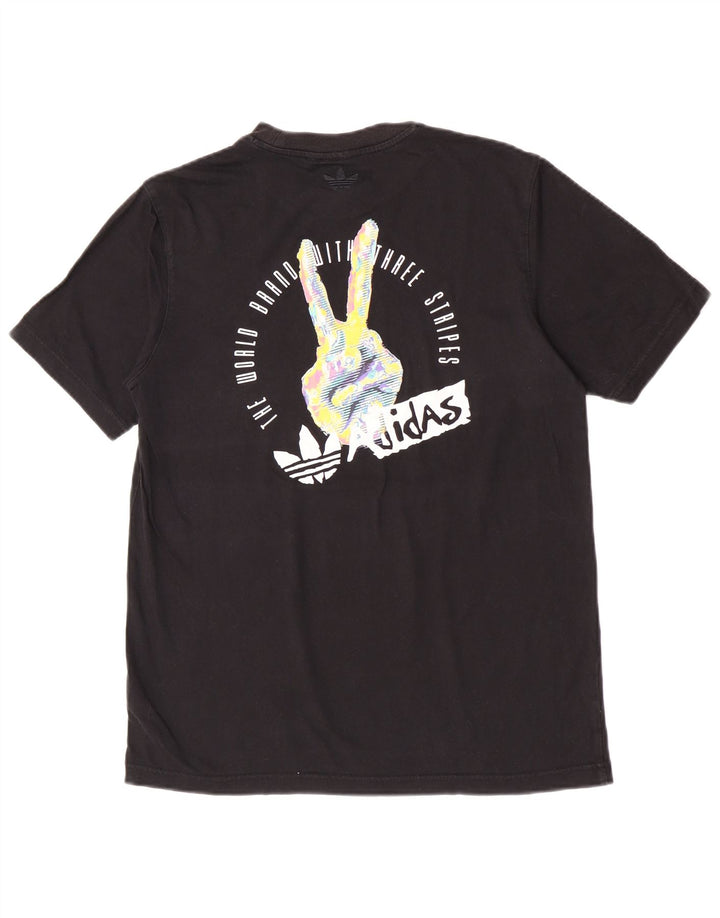 T-shirt grafica da uomo Adidas Top piccola in cotone nero