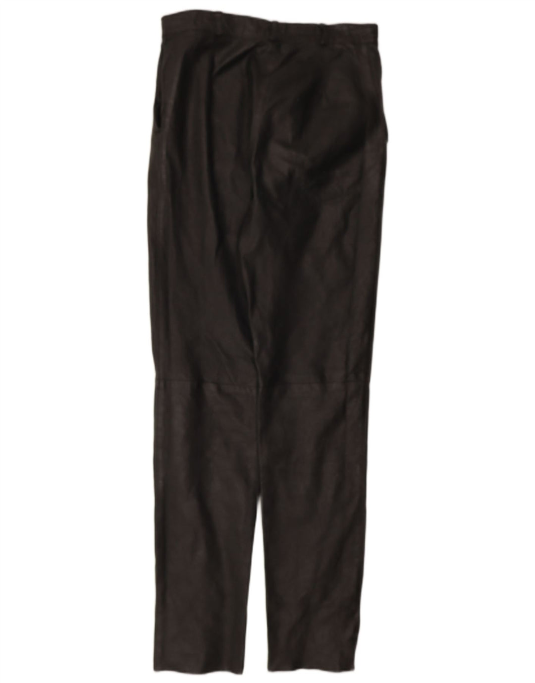 VINTAGE Womens Slim Leather Trousers W30 L33 Black Leather