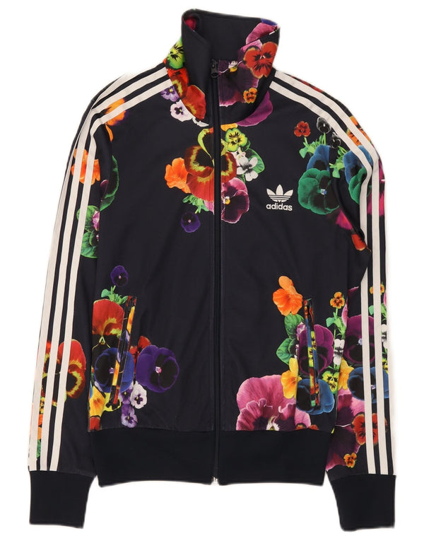 Giacca da ginnastica da donna con grafica Adidas UK 10 Small Blu Navy floreale