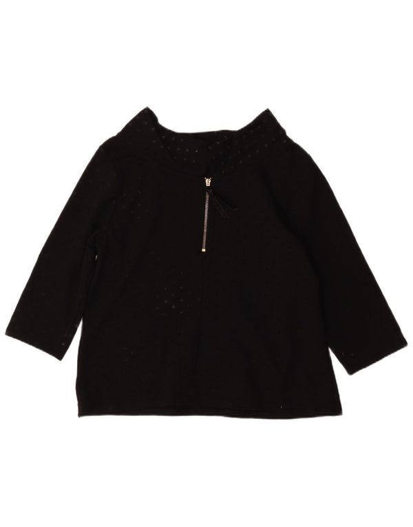 Laura Ashley Top corto da donna con maniche a 3/4, UK 14, grande, nero maculato