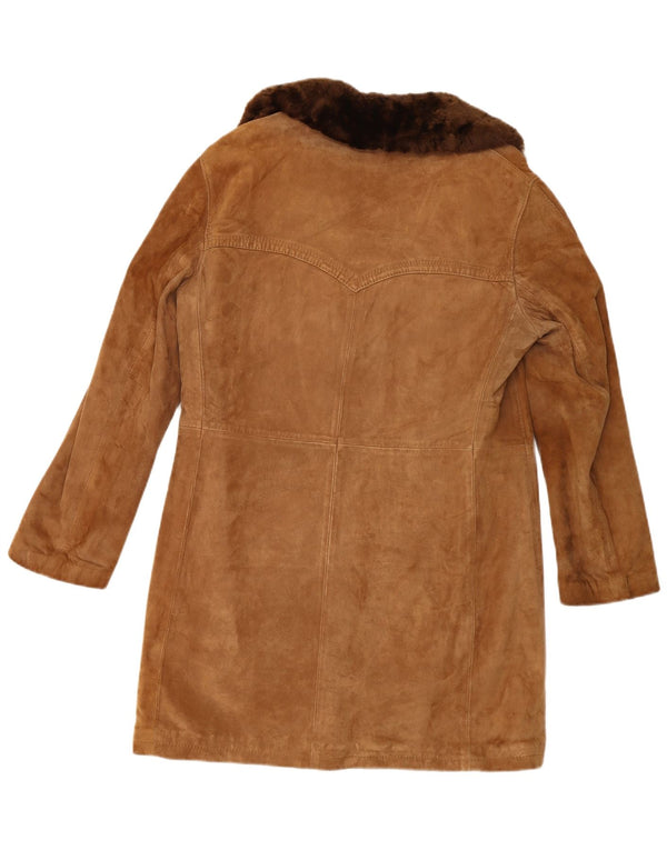 Cappotto vintage in shearling da uomo IT 48 in pelle marrone medio