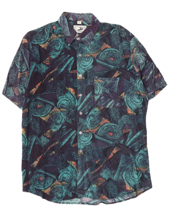 Rob Roy Camicia a maniche corte da uomo con motivo astratto medio multicolore