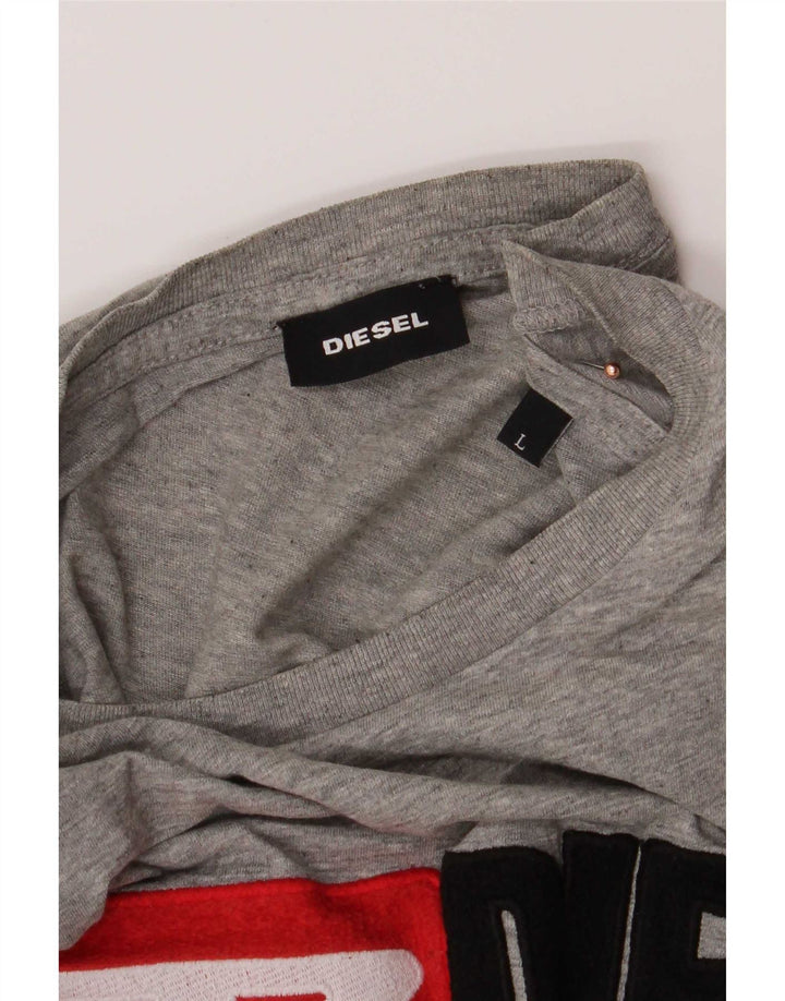 T-shirt grafica da uomo Diesel Top grande in cotone grigio