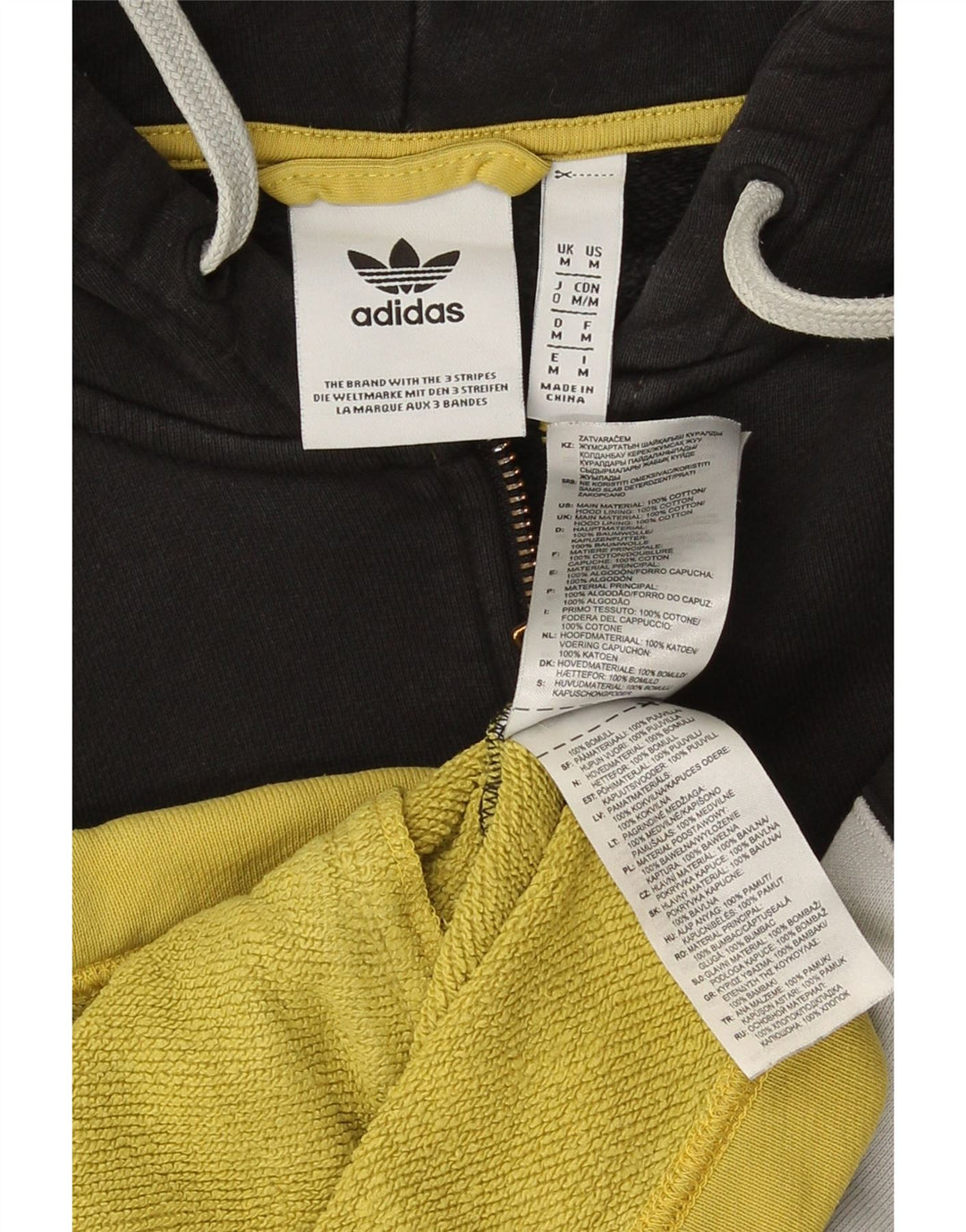 Maglione con cappuccio e zip grafica Adidas da uomo color block medio multicolore