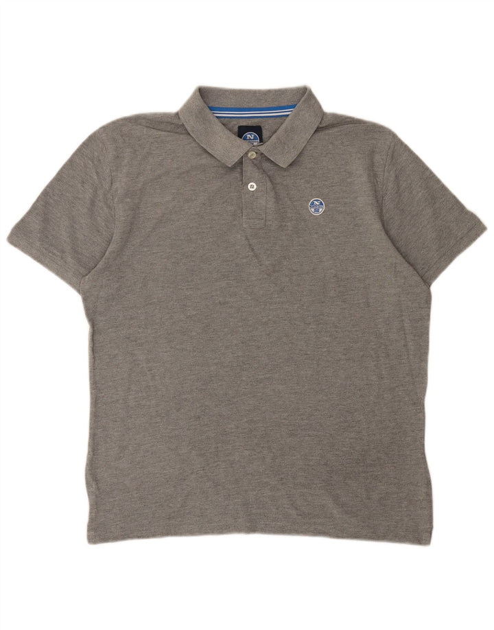 Polo da uomo North Sails in cotone grigio medio