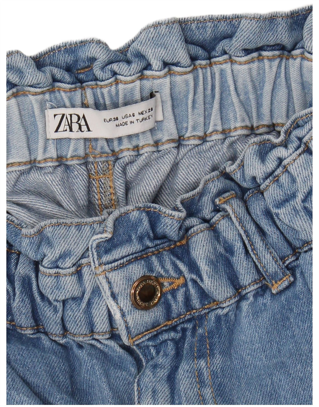 Jeans ZARA da donna a vita alta taglio ampio e corto EU 38 piccolo W28 L25 blu