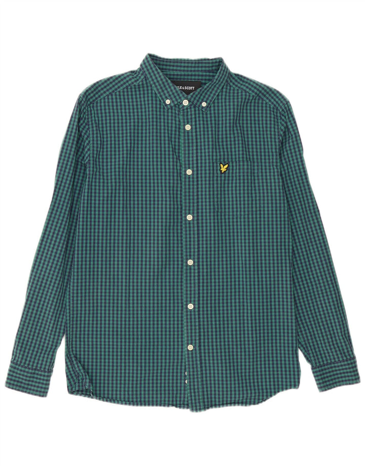 LYLE & SCOTT Camicia slim fit da uomo grande in cotone a quadretti verde