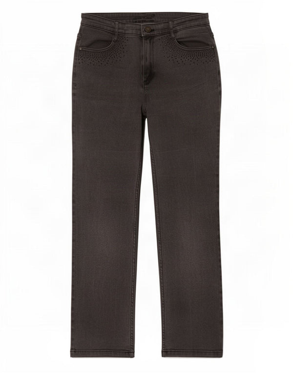 Jeans dritti da donna Marks & Spencer UK 12 medio W30 L29 cotone grigio