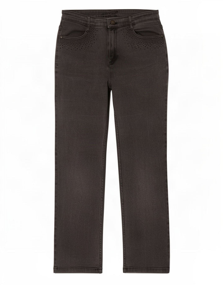 Jeans dritti da donna Marks & Spencer UK 12 medio W30 L29 cotone grigio