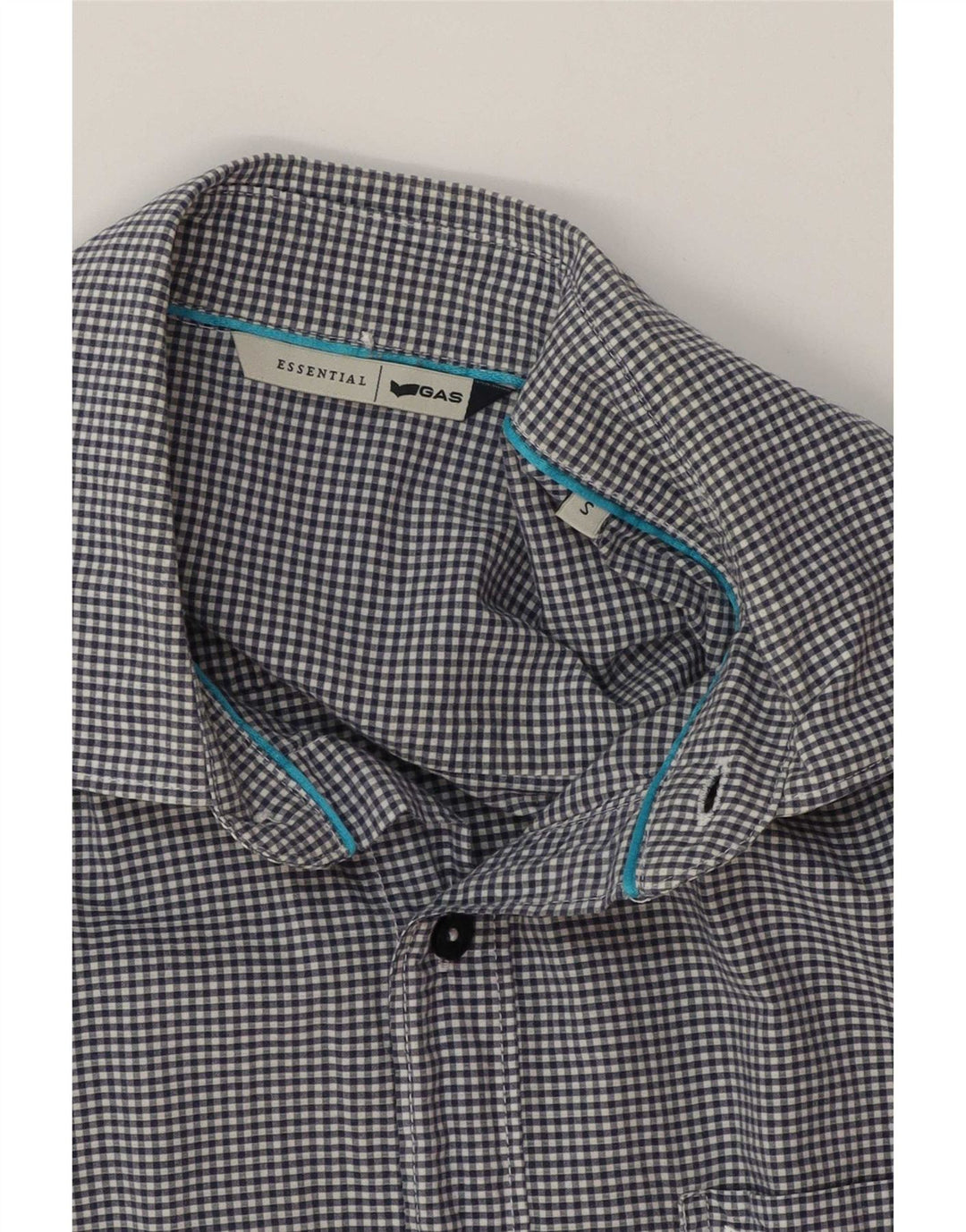 Camicia da uomo Gas Small in cotone a quadretti blu navy