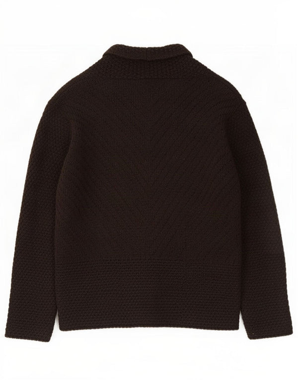 Maglione cardigan da donna Marks & Spencer UK 12 Lana marrone medio