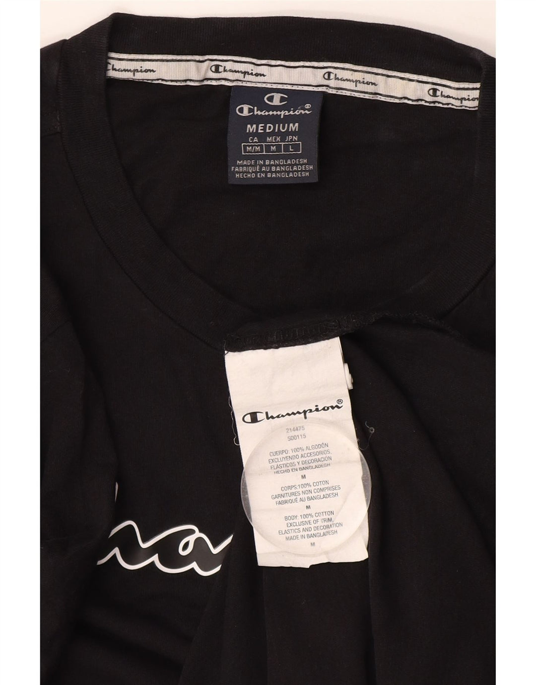 T-shirt grafica da uomo Champion Top in cotone nero medio